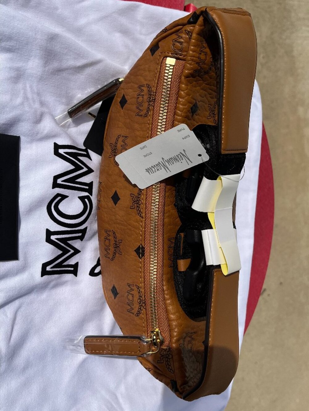 MCM Cognac Viestos Monogram Belt Bag NWT - Picture 10 of 12